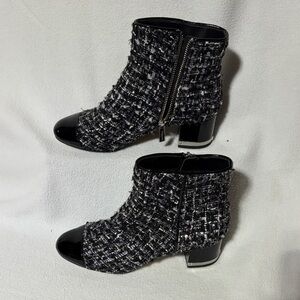 Michael Kors Stylish Black and White Tweed Ankle Boots